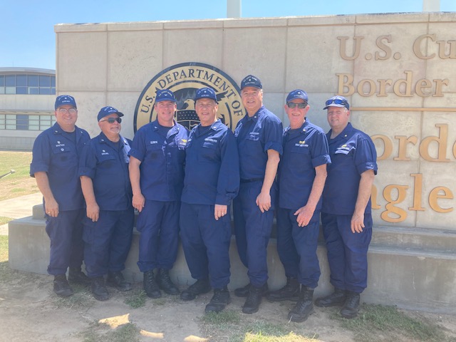 EAGLE PASS, Texas — CAPT Glendye, CHDIRAUX, and the second wave of Auxiliarists stand outside of Eagle Pass Station. Coast Guard Auxiliary Photo by COMO Tracy DeLaughter